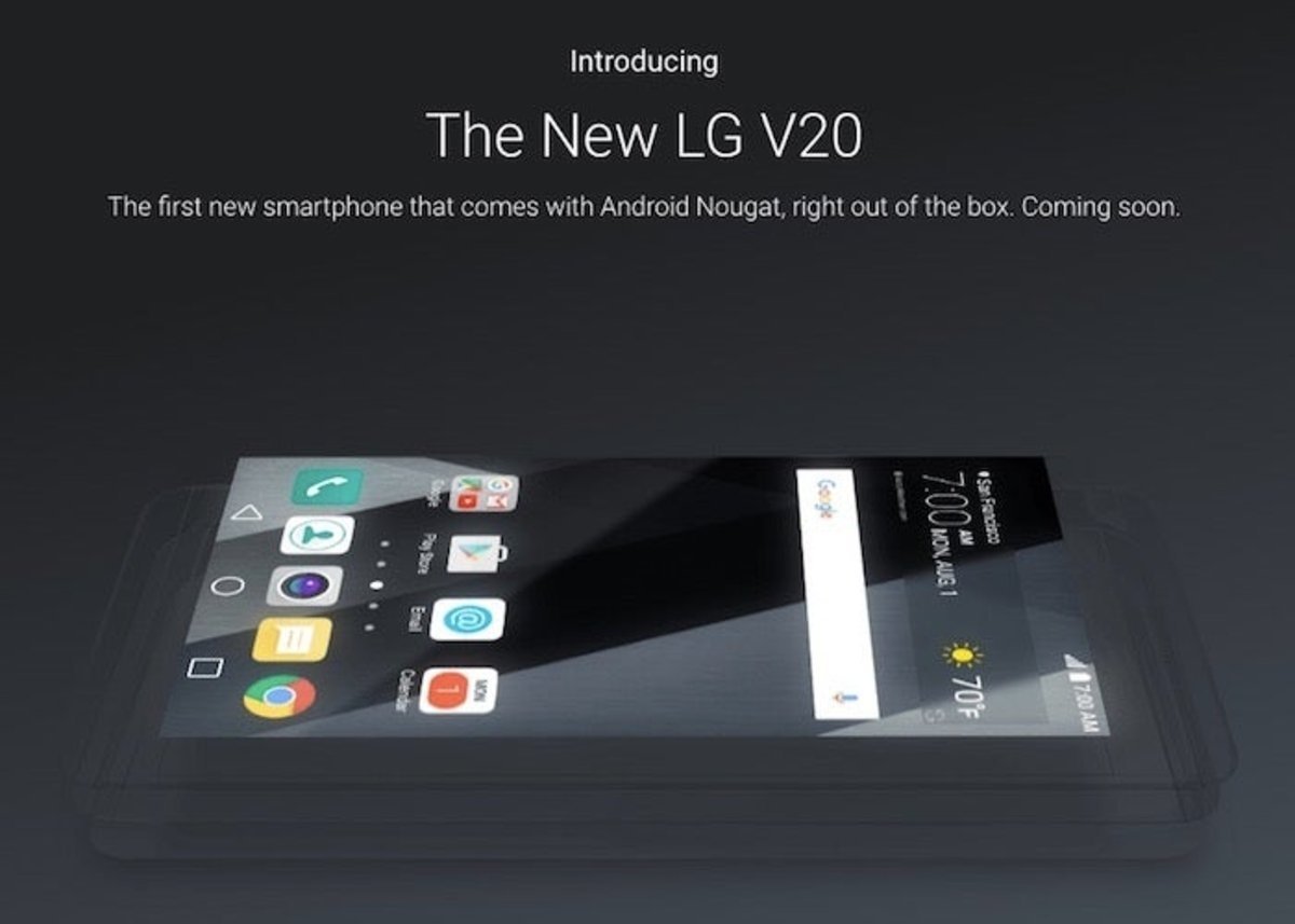 Google confirma que el LG V20 será el primero con Android 7.0 Nougat