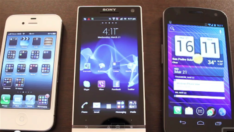 Duelo de pantallas en vídeo: Galaxy Nexus Vs Xperia S Vs iPhone 4S