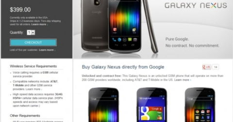 Google empieza a vender el Galaxy Nexus desde Google Play, de momento solo en Estados Unidos