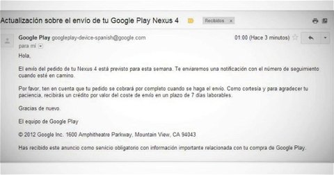 Google Nexus 4: se reanudan los envíos a partir de hoy