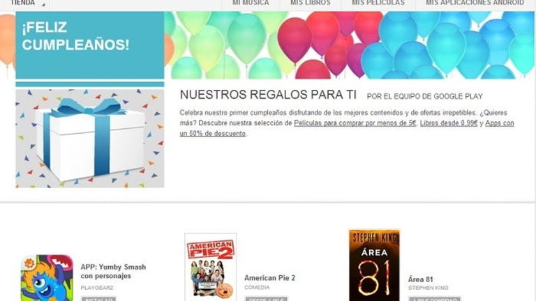 Regalos y descuentos en el Primer Aniversario de Google Play