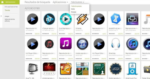 La versión para navegadores de Google Play vuelve a añadir el filtrado por precio