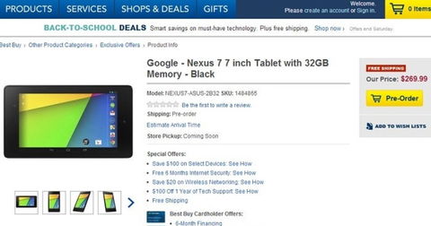 Best Buy ya indica en su web el precio de la nueva Nexus 7 para reservarla