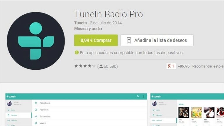TuneIn Radio Pro aumenta de precio en Google Play sin justificación alguna