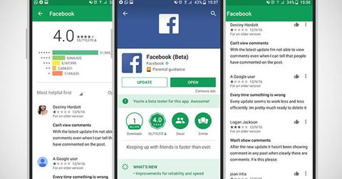 La última actualización de Facebook para Android es un desastre en tablets