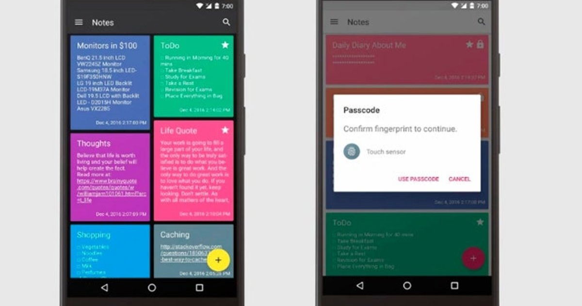 Material Notes, una app de notas protegidas con huellas y más