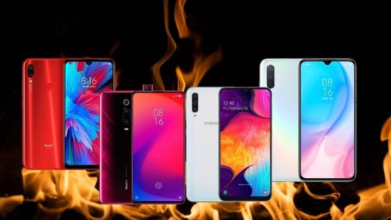 Enfrentamos a los móviles más vendidos del momento: Galaxy A50 vs. Redmi Note 7 vs. Mi A3 vs. Mi 9T