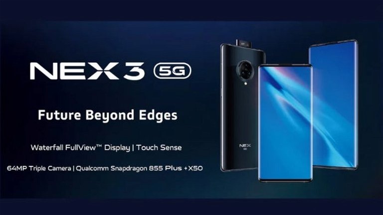 El Vivo Nex 3 5G es oficial: botones virtuales, cámara de 64 megapíxeles y pantalla tipo “cascada”
