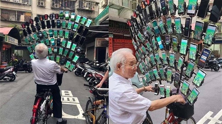 El anciano que juega a Pokémon GO evoluciona: ahora usa 64 smartphones