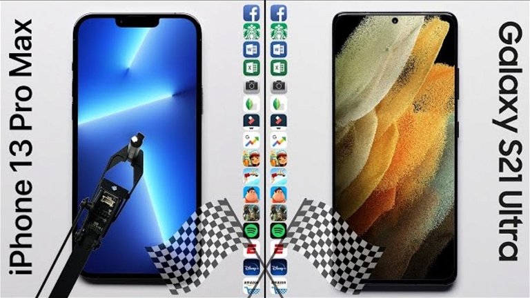 El Samsung Galaxy S21 Ultra se enfrenta (en vídeo) al iPhone 13 Pro Max en un ajustadísimo test de velocidad
