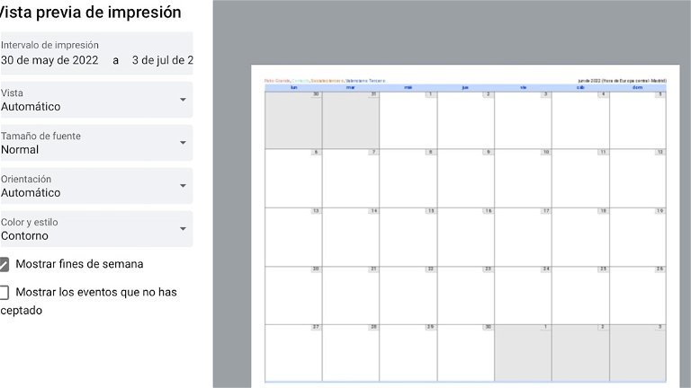 Así puedes imprimir un calendario de Google Calendar