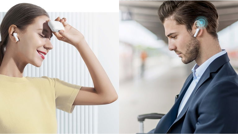 Imitan a los AirPods, pero cuestan 8 veces menos: estos auriculares con 28 horas de batería se desploman