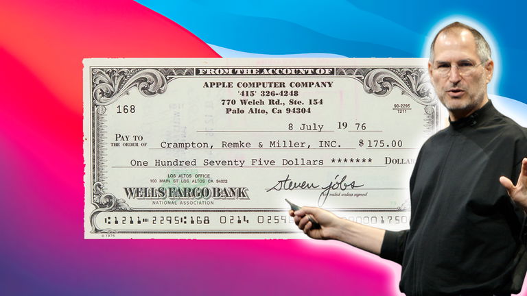 Steve Jobs firmó un cheque de 175 dólares en 1976. 50 años después su valor se ha multiplicado