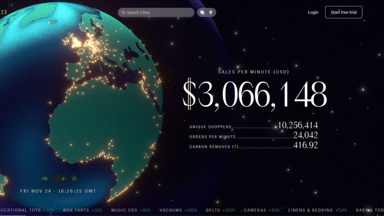 Este mapa muestra en tiempo real cuánto dinero está gastando la gente durante el Black Friday