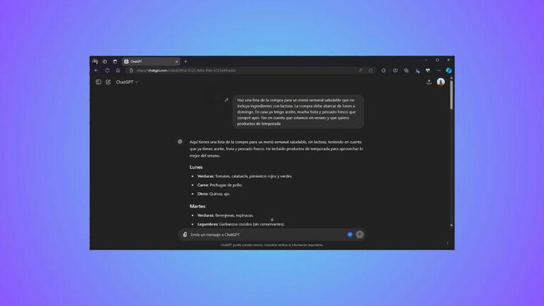 Cómo organizar la lista de la compra y la comida semanal con ChatGPT o BingChat