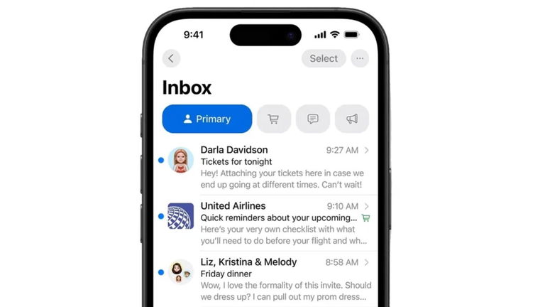 ¿La nueva categorización de la app Mail del iPhone es de Apple Intelligence?