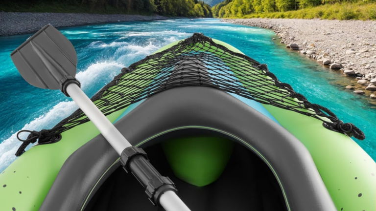 Lánzate al agua en verano con este kayak hinchable robusto y barato, con remo y bolsa de transporte