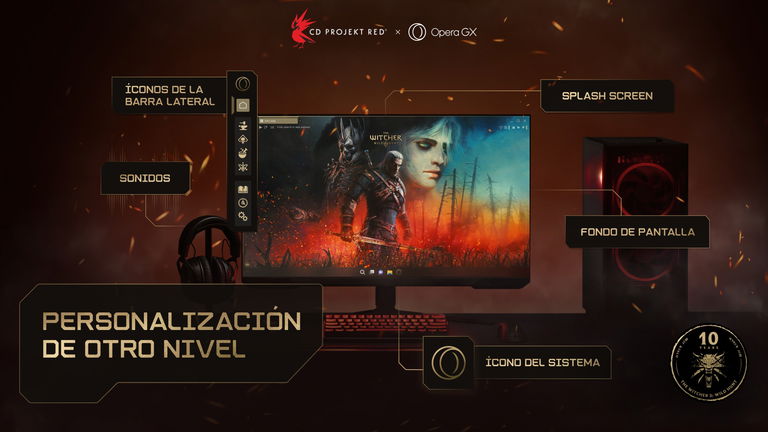 Opera GX lanza un nuevo paquete de diseño para el navegador conmemorando el décimo aniversario de The Witcher 3: Wild Hunt