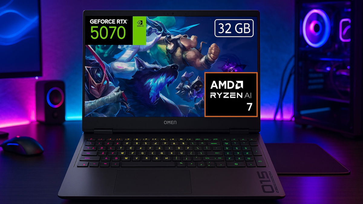 Imbatible en gaming con RTX 5070 y Ryzen AI 7, este HP OMEN 16 baja 330 ...