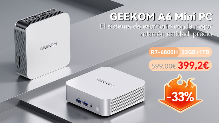 El GEEKOM A6 te da potencia de sobremesa en tamaño mini y a un precio ajustadísimo, ahora con un descuento de hasta el 33%