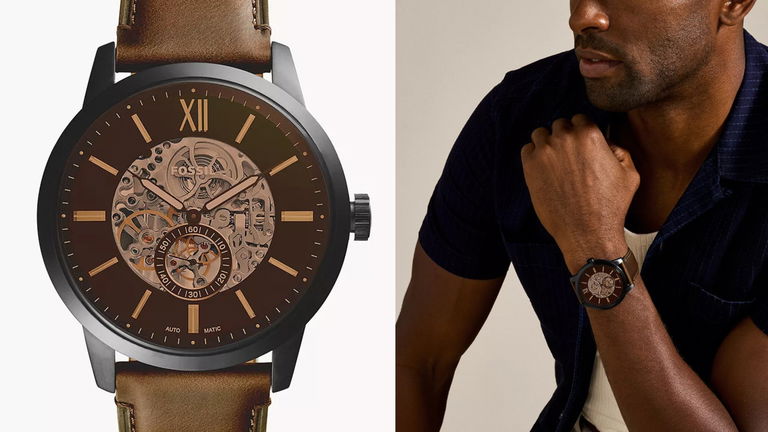 Movimiento automático, correa de piel y buen porte: este reloj Fossil goza de una fantástica rebaja