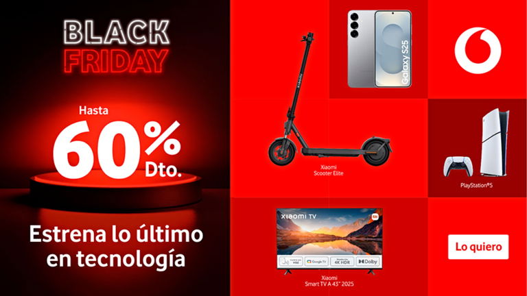 Vodafone se adelanta al Black Friday 2025 con descuentos en tecnología de hasta el 60 % y una nueva tarifa todo en uno