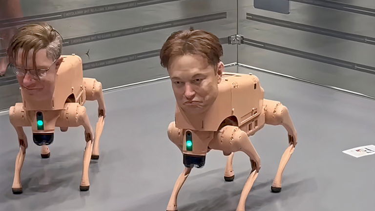 Es posiblemente lo más raro que vas a ver hoy, pero un artista ha puesto la cara ultrarrealista de Elon Musk en un perro cibernético