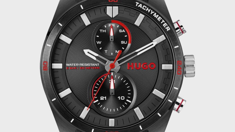 Este reloj HUGO BOSS, inspirado en las carreras, con correa de piel y costuras rojas, tiene un muy buen descuento